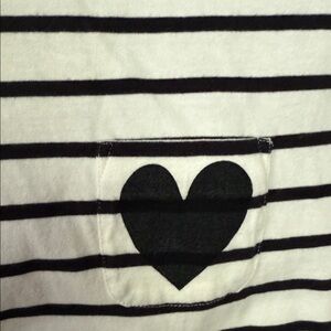 Primary Black and White Striped Shirt with heart pocket